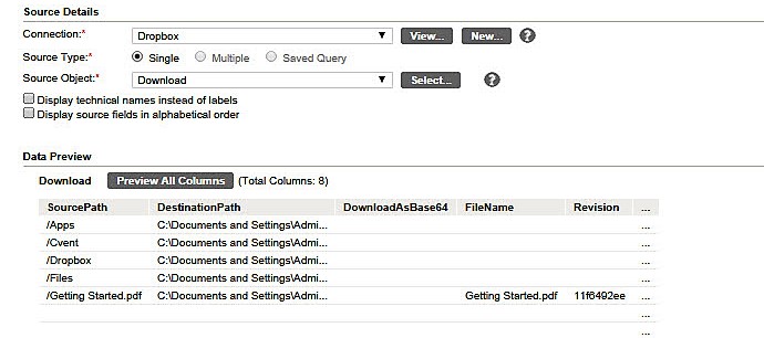 The image displays the source configuration page.