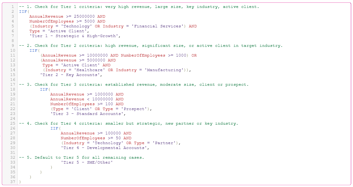 Generated expression that uses nested IIF statements.