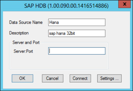 Add the SAP HANA connection details.