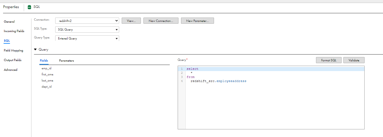 Select the SQL Type as SQL Query and select the Query Type as Entered Query.