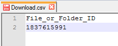 The following image shows the contents of the download.csv file.