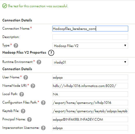 connection properties on kerberos