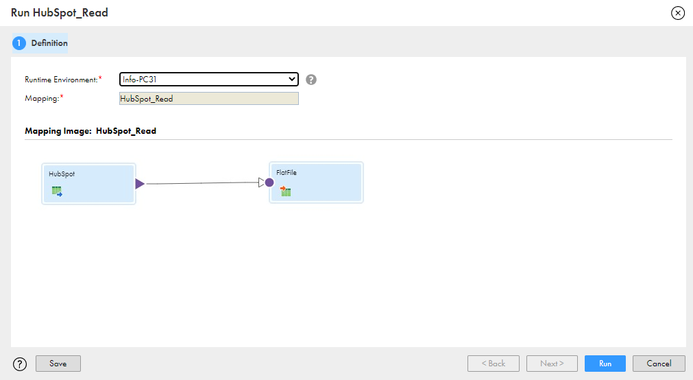 The Mapping task wizard containing a selected mapping.