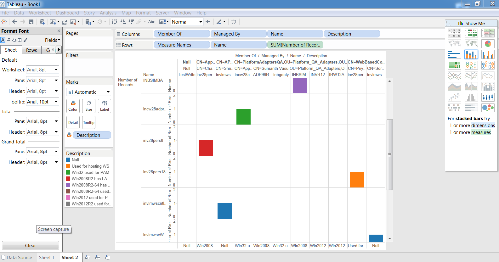 You can view the allocation of assets for each employee, listed along with the number and type of applications that are running on each computer.