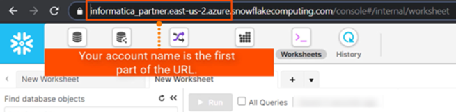 The Snowflake account name that you can get from the from the first part of the URL.