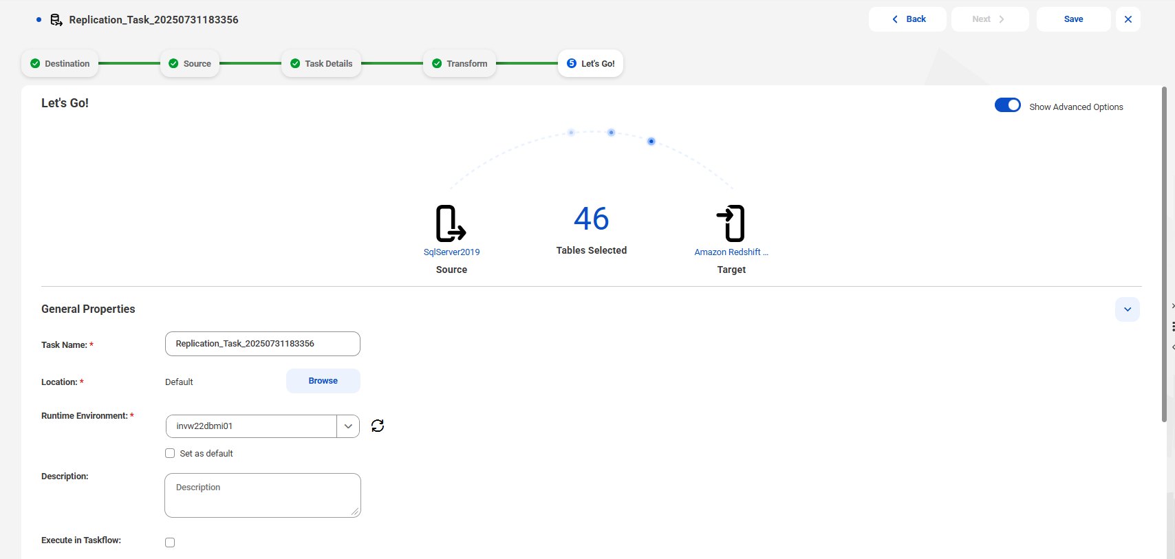 Last page with some final options and Save button.