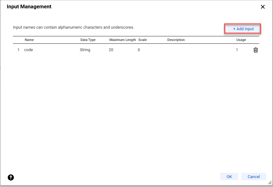 The image depicts the Add Input option.