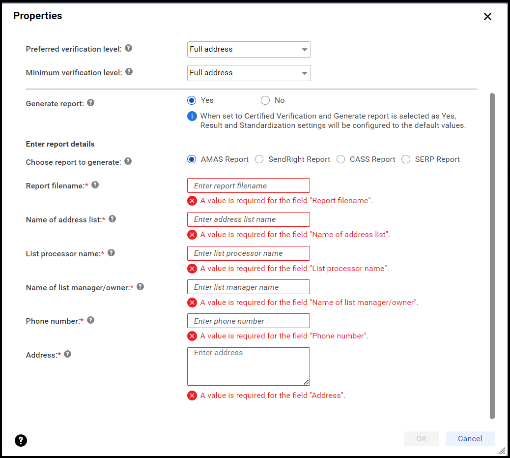 The image shows the AMAS report fields.