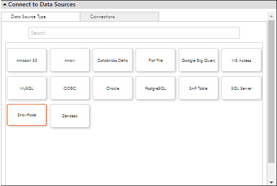 You can view the list of data sources that you can choose from.