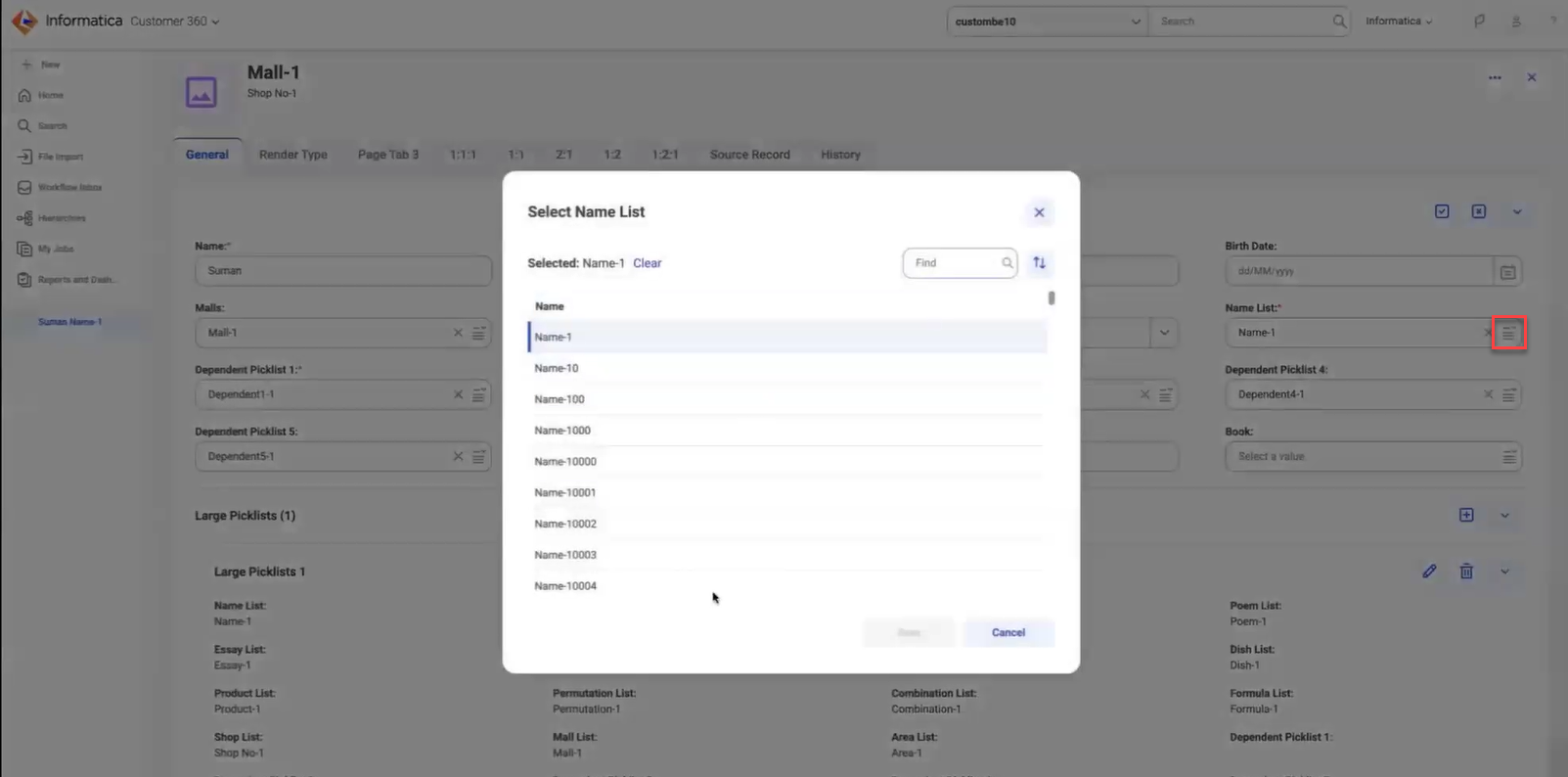 The dialog box displays a list of picklist values.