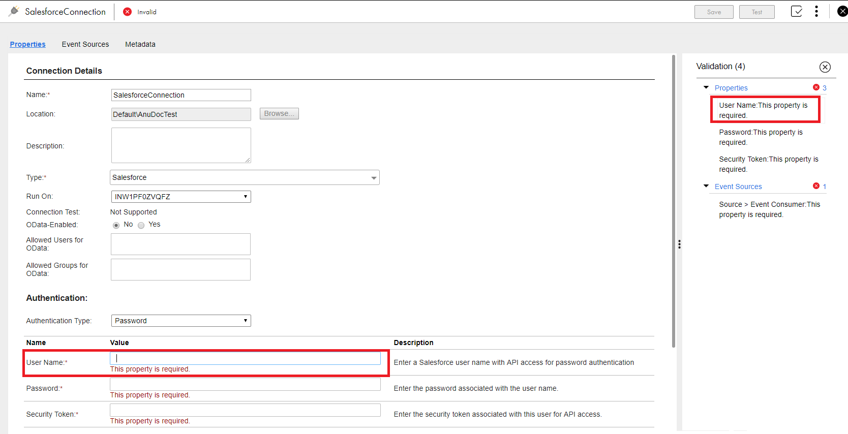 The image shows an error row and the corresponding erroneous field.