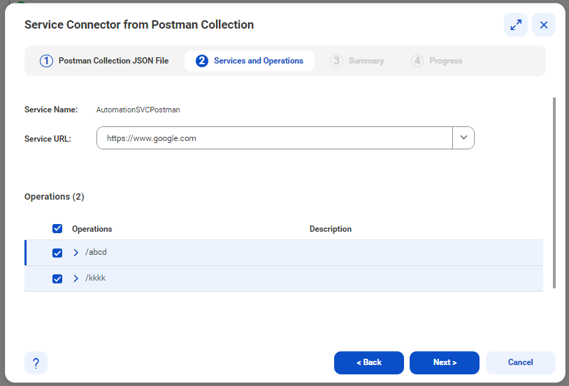 The image shows the Services and Operations tab.