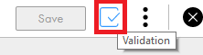 The image shows the Validation icon that is used to open the Validation panel.