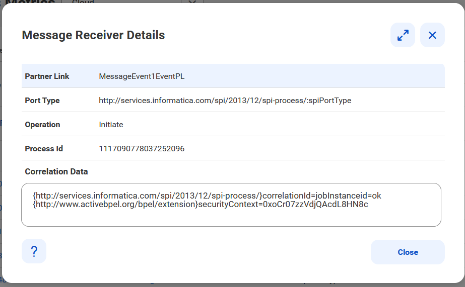 The image shows a sample Message Receiver Details page.