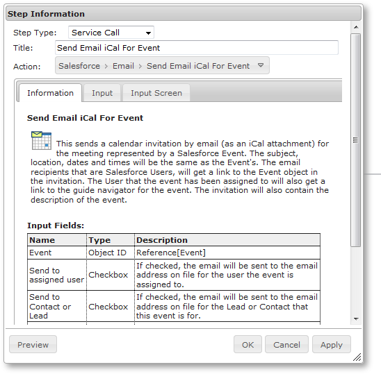 Send Email iCal For Event Information tab
