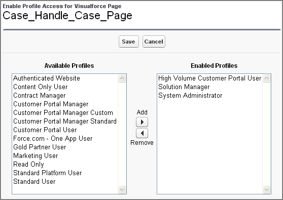 Enable Profile Acess for Visualforce Page