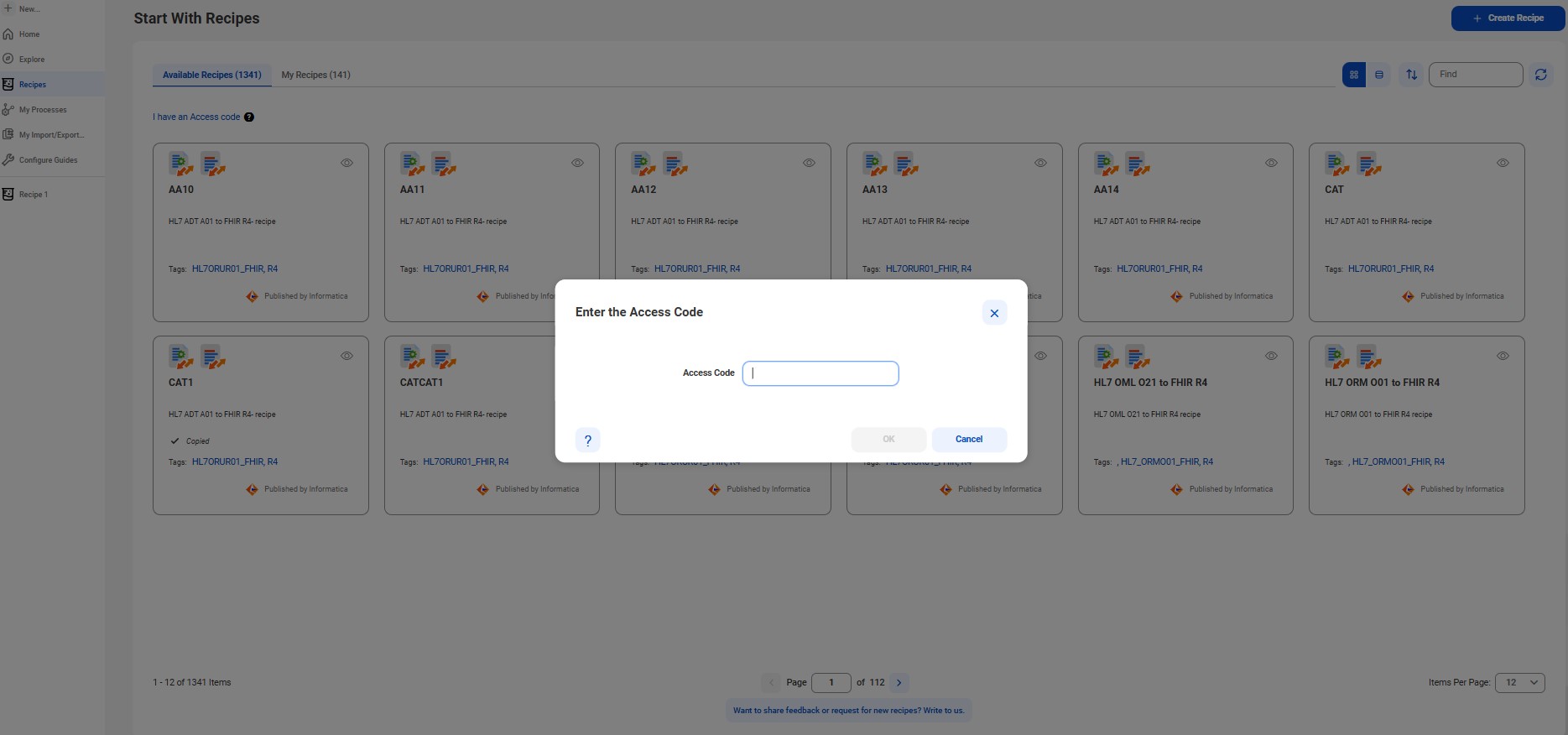 Enter the access code to view the unlisted recipe.