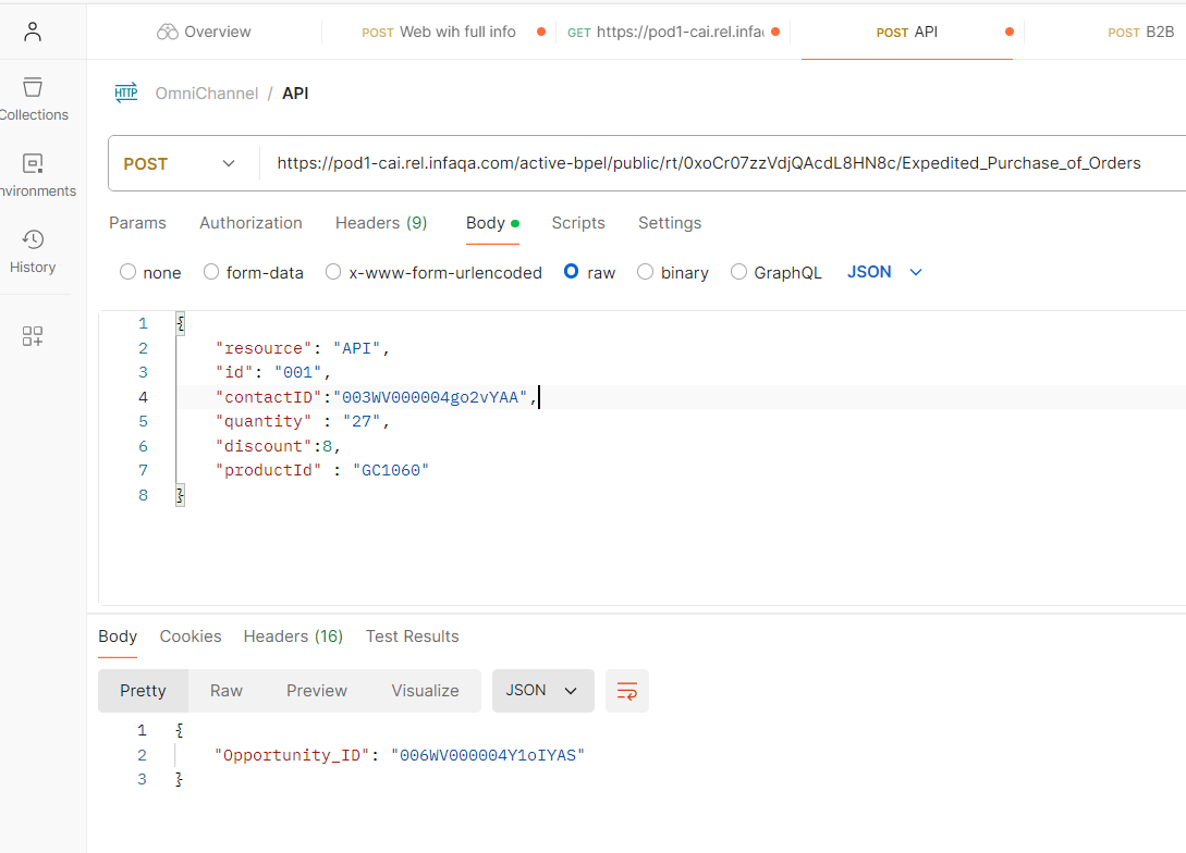 The image shows the sample input parameters that you can pass using the Postman.