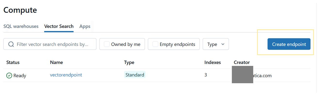 The image shows an option to create a vector endpoint.