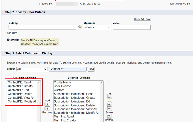 The image shows the settings in the Select Columns to Display section.