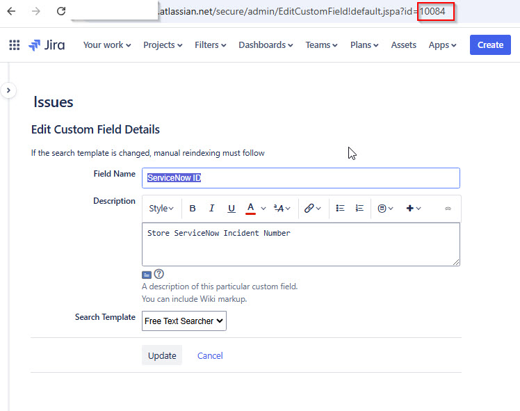 The image shows the Edit Custom Field Details page.