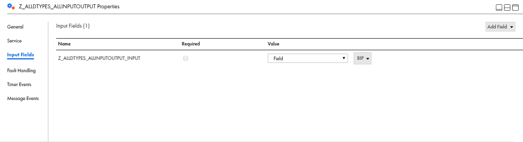 Configure the input field in the service call to read from the BAPI input variable.