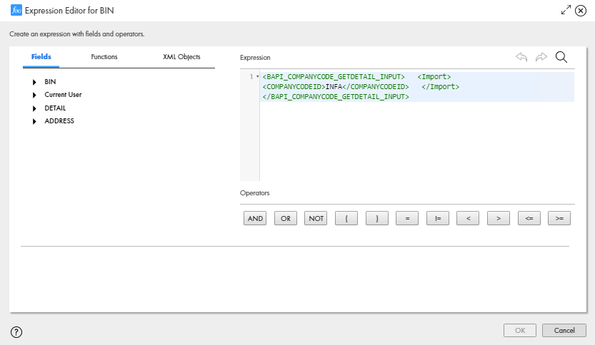 Assign the BAPI input variable to read the company code IDs from the Salesforce input variable.