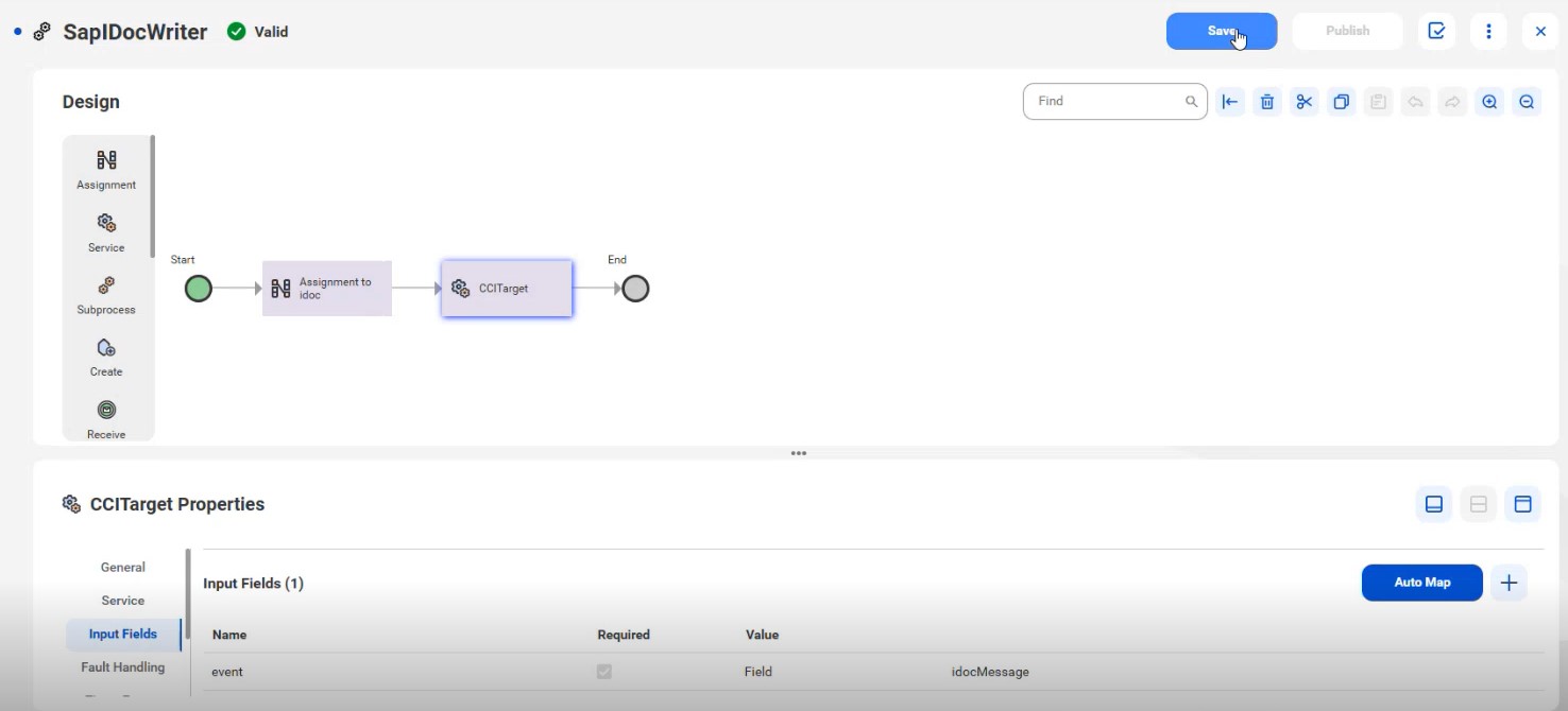 Set the IDoc message in the Input Fields field.