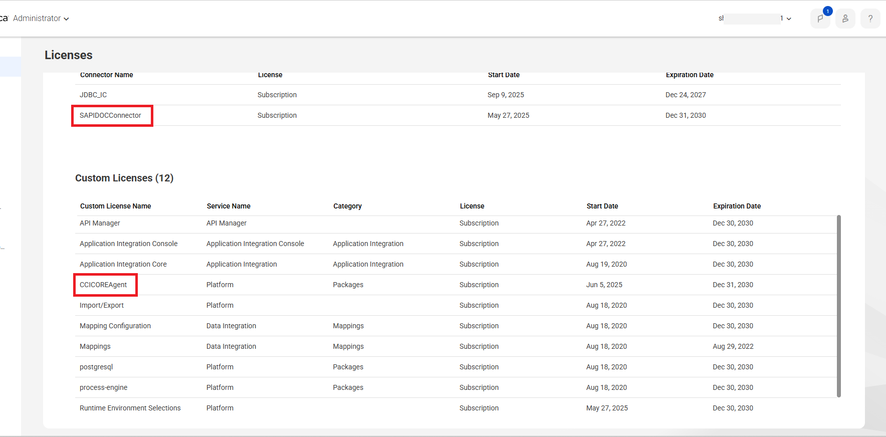 License to the SAP IDoc Connector package and the CCICOREAgent package in Administrator.