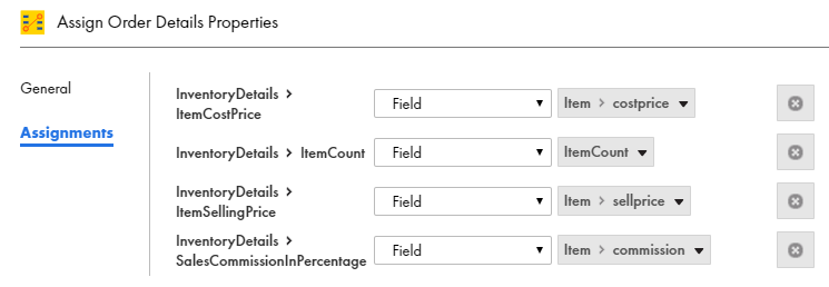 This image shows values assigned to the four fields contained within Calculate_Margin_ServiceRequest.