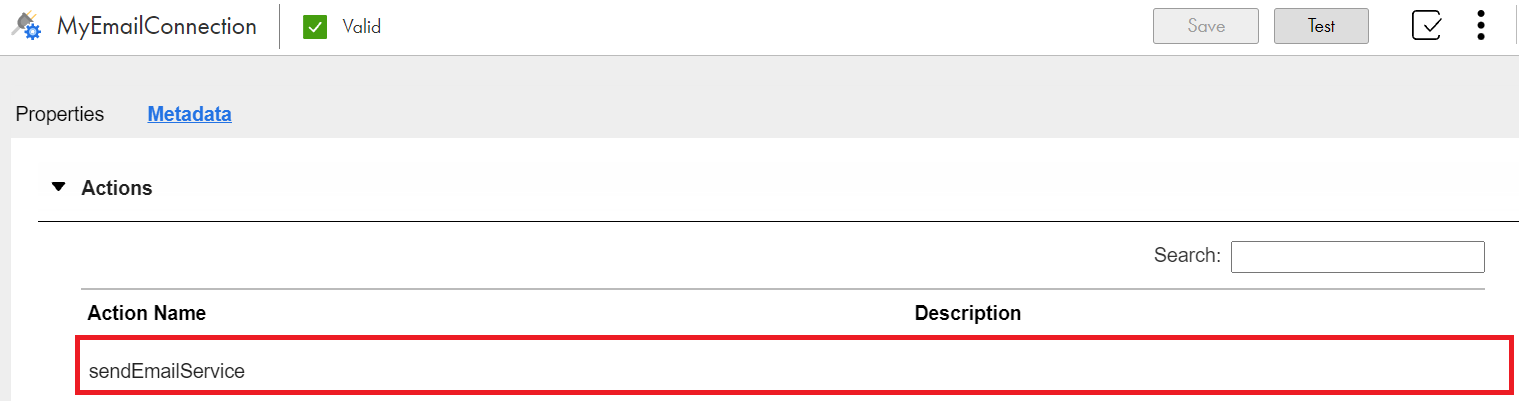 この図は、sendEmailServiceアクションを示しています。