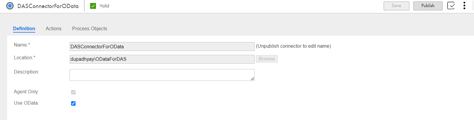 この図は、データアクセスサービスコネクタエディタを示しています。