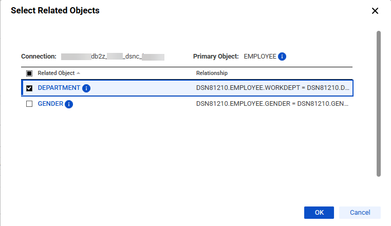 Let's select the DEPARTMENT table to join to the EMPLOYEE table