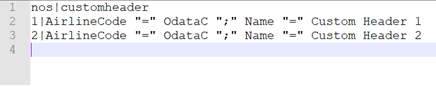 The image shows a flat file with custom headers defined.