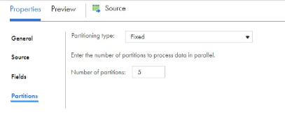 This image displays the partitioning tab for the Source transformation.