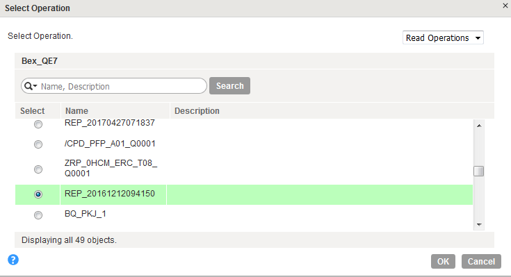 The list of queries appear in the Read Operations list.