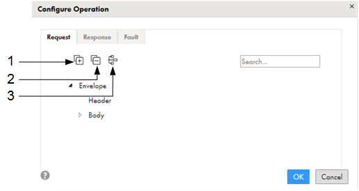 The icons at the top of the Configure Operation dialog box help you navigate to the nodes that you need to configure. You can expand all nodes, collapse all nodes, or show only nodes that you must configure.