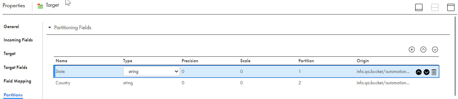 The image shows the up and down arrows that you can use to change the partition order