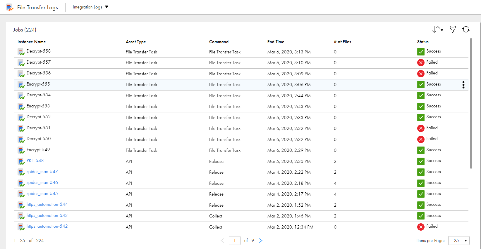 Integration Logs