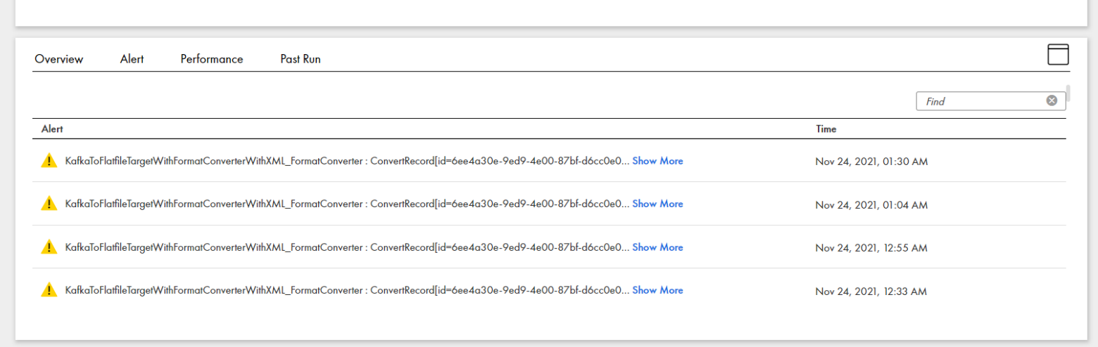 Alert tab details