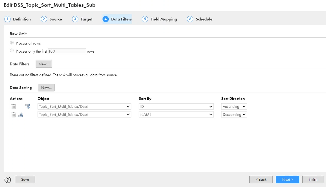 data filters tab