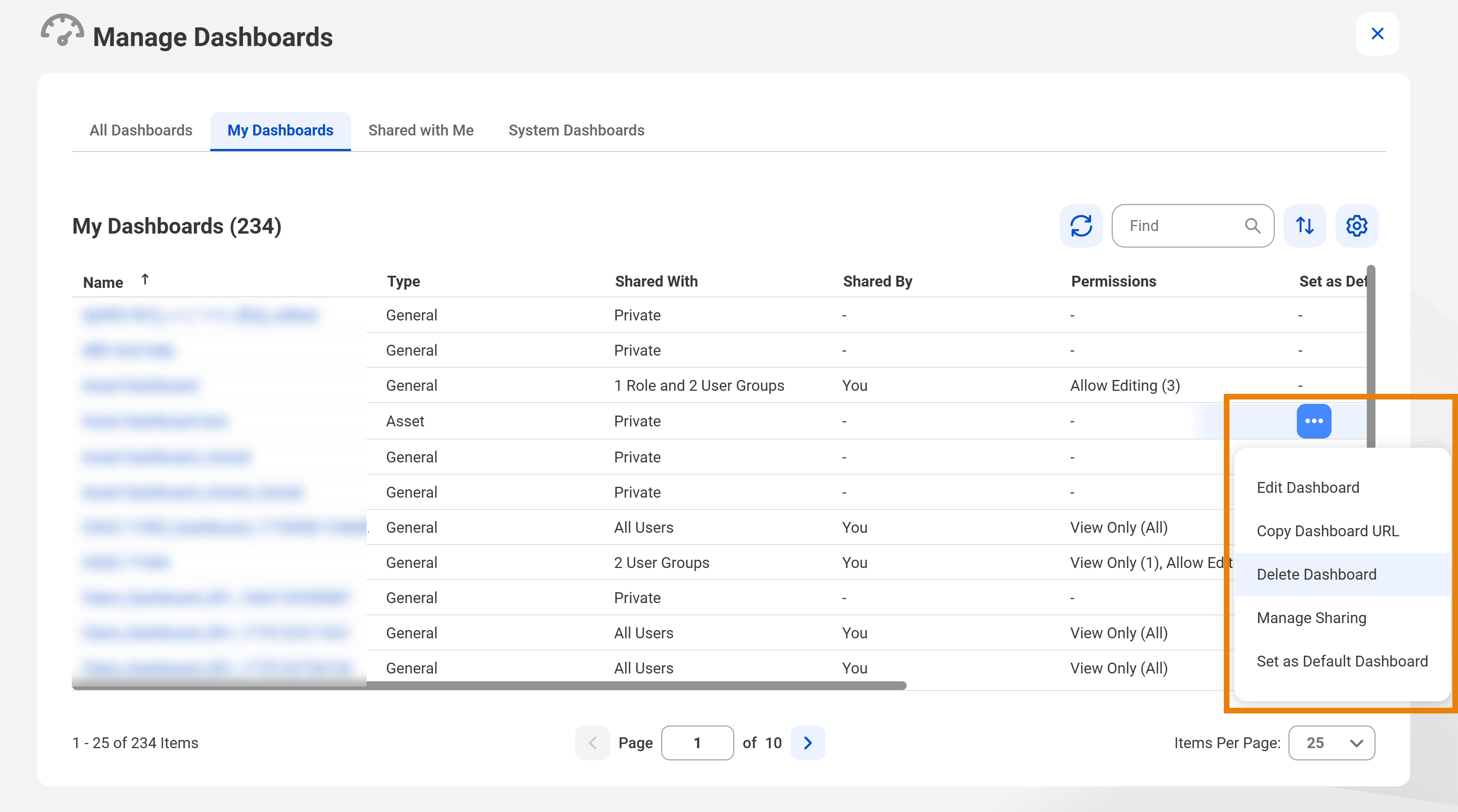 The image depicts the Edit, Delete, and Manage Sharing options.