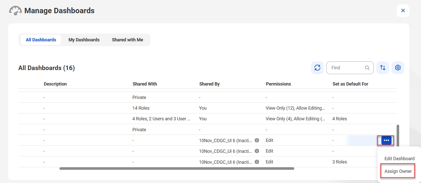 The image depicts the Assign Owner option.