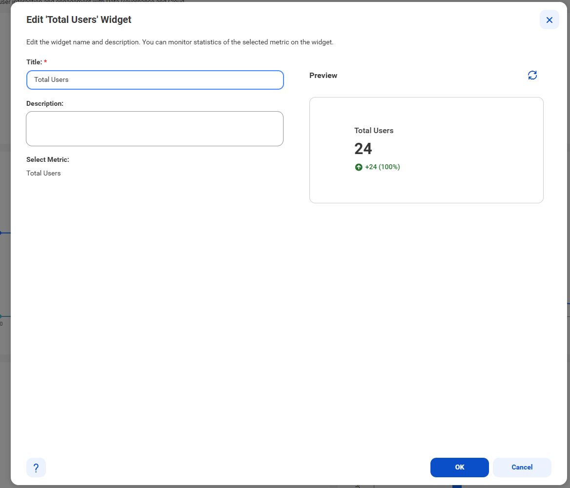 The dialog box shows a preview of the widget is on the right-hand panel.