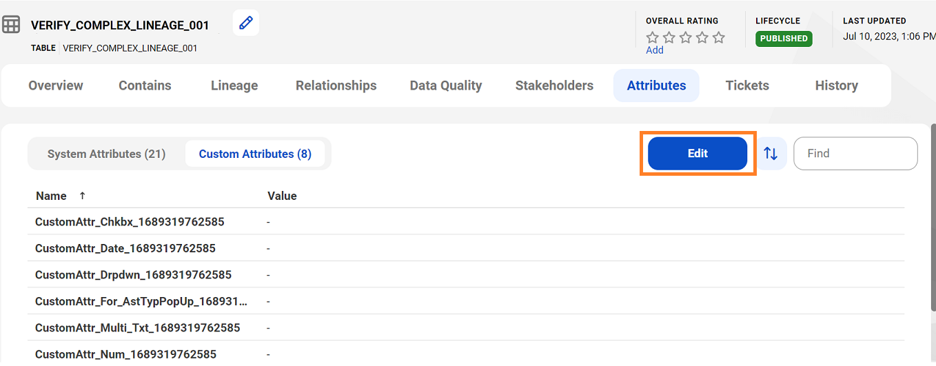 Image depicting the Attributes tab with an option to edit custom attributes.