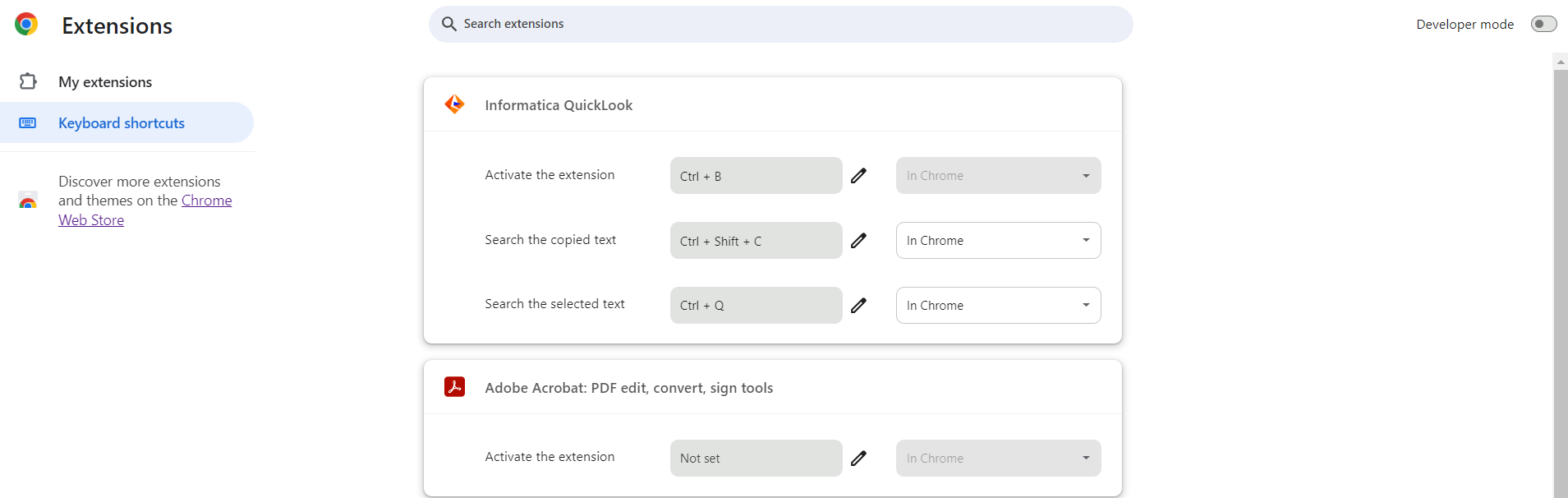 The image depicts the hotkey options in QuickLook extension.