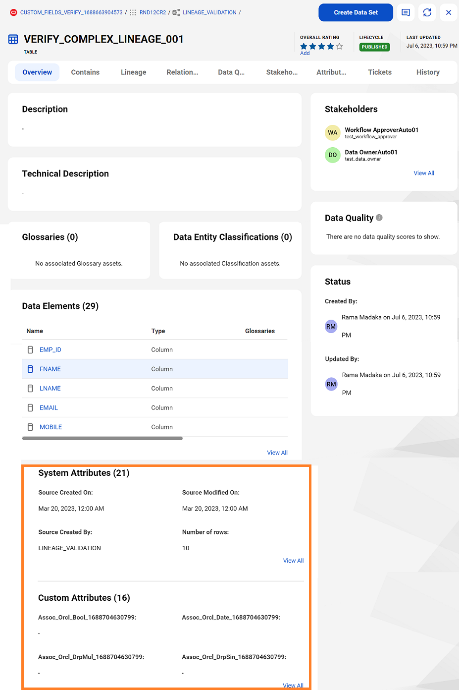 Image depicting the Overview tab of a technical asset.