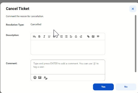 Image depicting the Cancel Ticket dialog box.