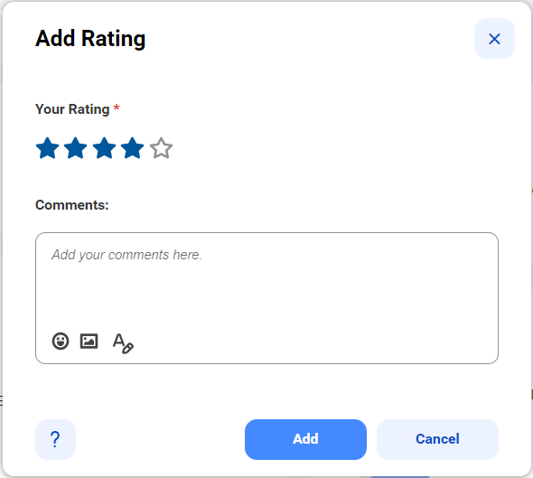 Image depicting the Add Rating dialog box.