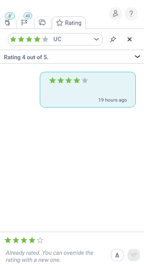 Image depicting the Rating panel on a data collection.